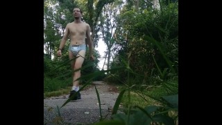 Diaper Boy Takes A Walk In His Wet Diaper