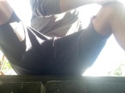 Preview 1 of Outdoor pissing and accidentally peeing on phone hiding from my neighbors moaning straining public