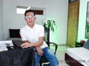 Preview 2 of Nerdy Latino Twink has amazing orgasm in his Bedroom | CAM4 Male