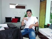 Preview 3 of Nerdy Latino Twink has amazing orgasm in his Bedroom | CAM4 Male