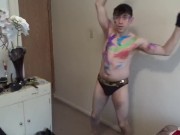 Preview 3 of Body Painted Jock Maolo Auditions to Be a Vegas Stripper!