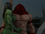 Preview 1 of She-Hulk gets huge Juggernaut cock in all her holes | 彼女-ハルクは彼女のすべての穴で巨大なジャガーノートコックを取得します