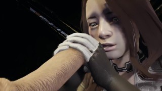 Mass Effect - Mirandaは荒廃した惑星で破壊された船でセックスをします