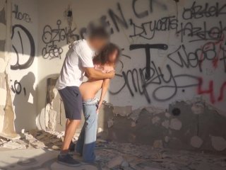 blowjob, amateur, cumshot, abandoned building