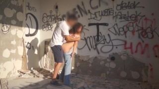 Quick sex in an abandoned building until security came