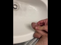 DICK RUB on step mom's toothbrush while pissing in sink her and step sister downstairs moaning