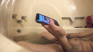 Stroking to various porn in the shower