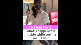 what's happened if I tickle while setting man's hair♡ #shorts