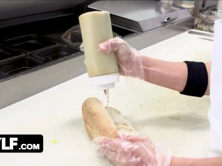 Mylf - Busty Blonde Milf Nina Elle Whips Her Massive Tits Out And Makes Young Stud Cover Them In Cum screenshot number 0