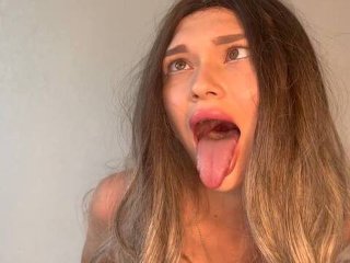 ahegao fetish, solo female, ahegao face, long tongue