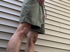 Video Public run pissing outside nature behind MILF mom neighbors house SHE WAS HOME moaning spotted