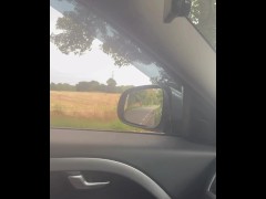 Jerking in car joggers passing 