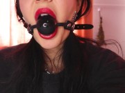 Preview 6 of Gagged babe spitting & fucking herself with dildo till pussy gets creamy