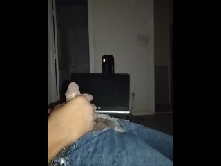 solo male, stroking huge cock, vertical video, handjob