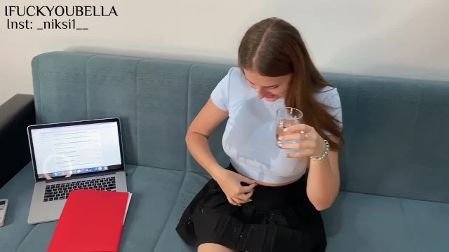 Hot Girl came to a Friend to do an Essay and got on his Dick- Bella Crystal  - Pornhub.com