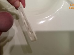 I jerk off moaning while I cum on a Covid self test. Huge cock and load of cum