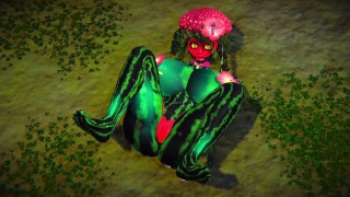Een watermeloen neuken in de Park | Hentai monster meid