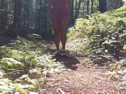 Preview 1 of Hotwife Takes A Long Pee Outside In The Forest Upclose With A Perfect Shaved Pussy