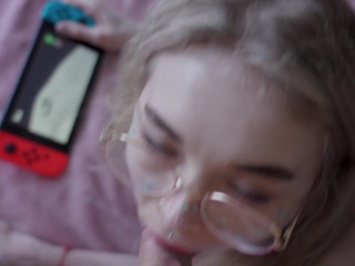 Step Sister Wanted to Play with the Console, but I Flooded her Ass Sperm. Karneli Bandi.