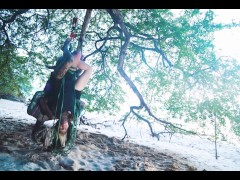 Alternative girls SHIBARI - outdoor public kinbaku rope play action with tattooed TEENS - bondage