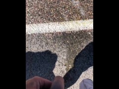 Taking a piss on the highway while out for a bike ride
