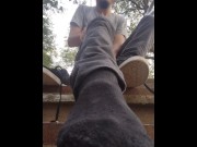 Preview 5 of Getting my shoes off in public parks to show off my hairy legs and dirty socks