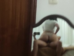 moves delicious in front of the mirror with friends