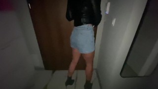 Super naughty girl get fucked with cum over Leather jacket after party n dirty talking