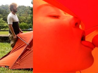 pov cumshot, public blowjob, hot girl blowjob, camping fuck