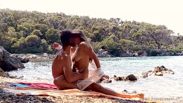 Risky sex in a Public Beach | Almost caught - Hot amateur couple
