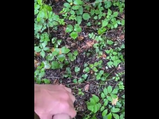 Публичная уличная дрочка в лесу