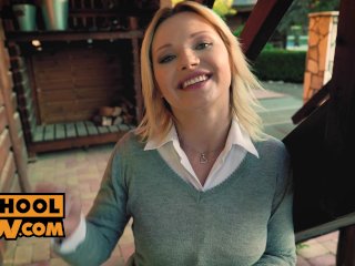 POV - Cute teen Zazie Skymm enjoying anal for the first time