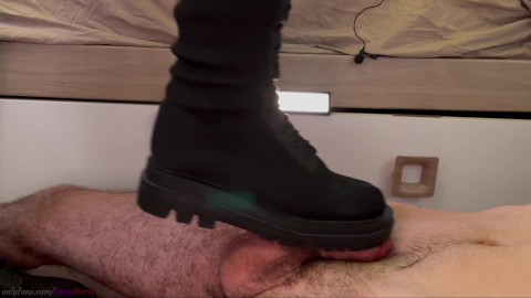 Black Combat Boots Cock Trample and Crush