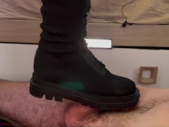 Black Combat Boots Cock Trample and Crush