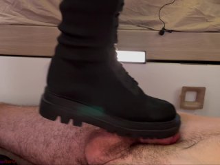 Black Combat Boots Cock Trample and Crush