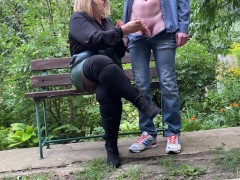 Cumming my stepmom on her gorgeous pantyhose ass outdoors