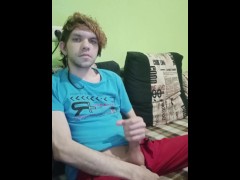 Young guy teases with his big dick