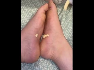 Heavily lotioning and massaging my feet
