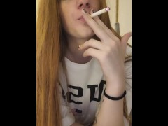 Redhead smoking