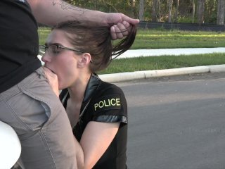 outside, reality, female cop, big tits