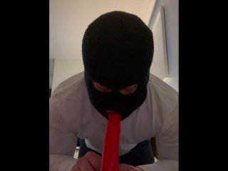 Solo masked gay sucking dildo compilation