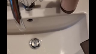Massive cumshot in bathroom