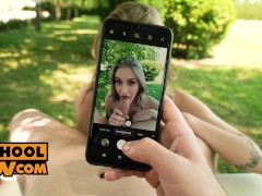 POV - Tiffany Tatum gobbles your dick in outdoor POV scene
