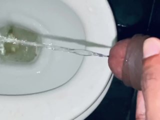 Hot public pissing at the common restroom 