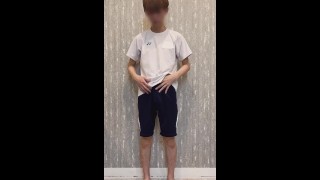 【19years】Japanese college student gay masturbation in his high school gym clothes🍼