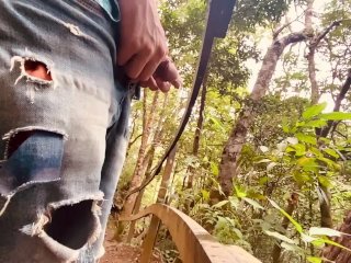 Slow Motion Pee With pre-cum in Nature 