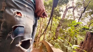 Slow Motion Pee With pre-cum in Nature 
