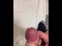 An amateur cock gets beat off slowly to an edging explosive cum