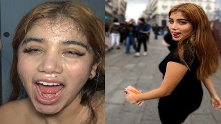Cumwalk In The Street With A Submissive Latina Teen