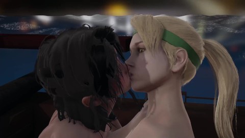 Mortal Kombat: Sonia Blade x Jade sexo lésbico en barco Besos + cunnilingus